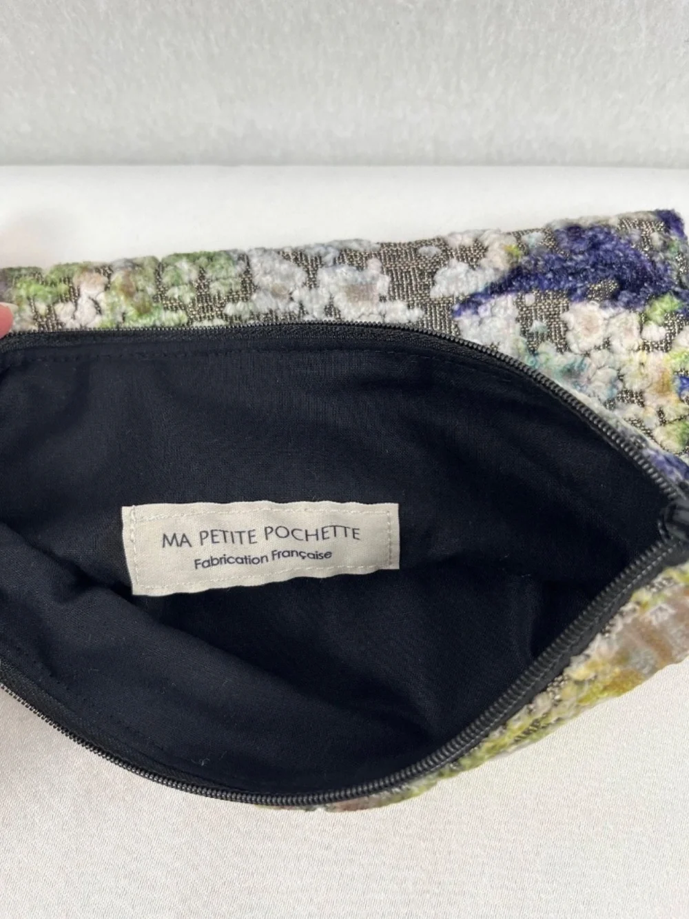 Ma Petite Pochette Handmade Upcycled Velvet Travel Pouch Abstract Make-up Luxury